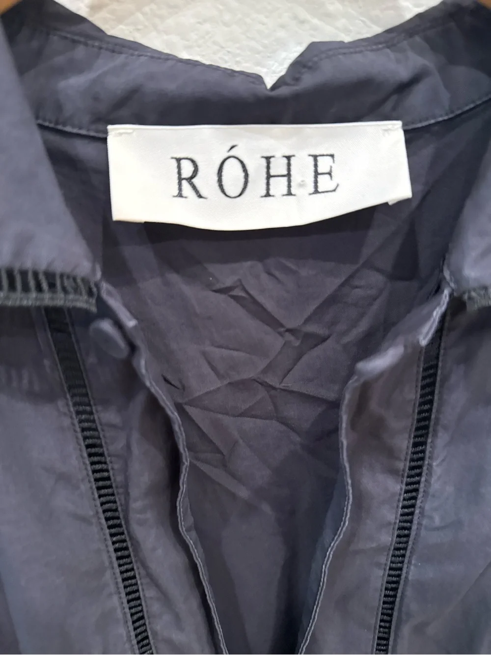 ROHE Ladder Embroidered Poplin Midi Dress Navy Size 38 US 6